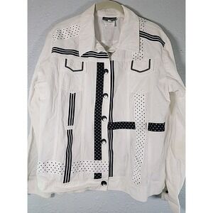 80s Graphic Jacket‎ Cotton Light GOTTAHAVEIT  Black-White Unique Polka Dot Large